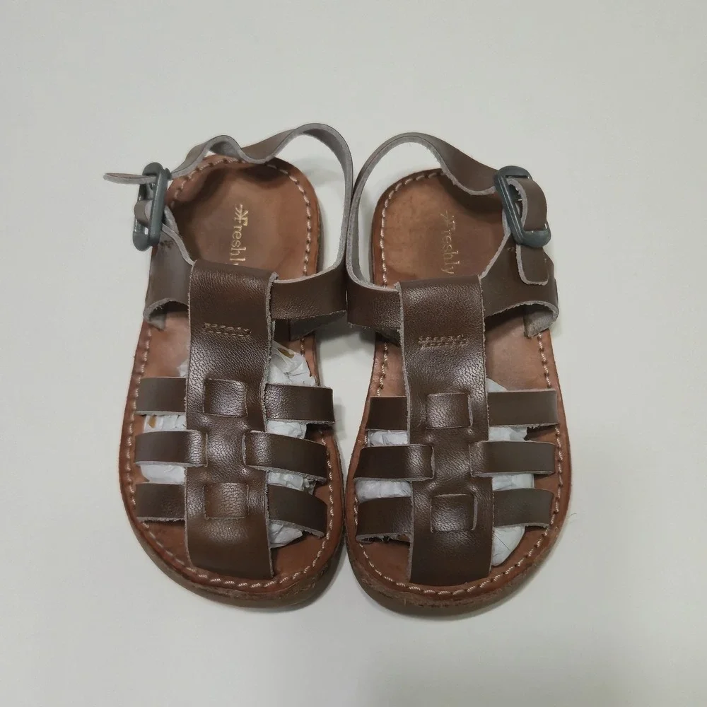 Freshly Picked Cognac Bixby Leather Fisherman Sandals Kids Toddler Size 5 Brown
